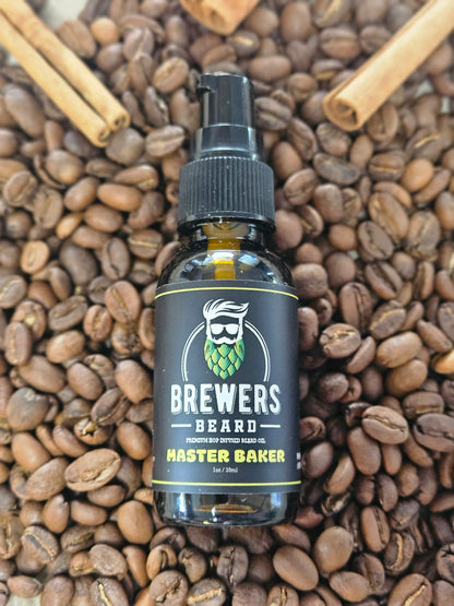 Master Baker | Premium Hop Infused Beard Oil | Warm Cinnamon Roll and Coffee Scent | Brewer’s Beard