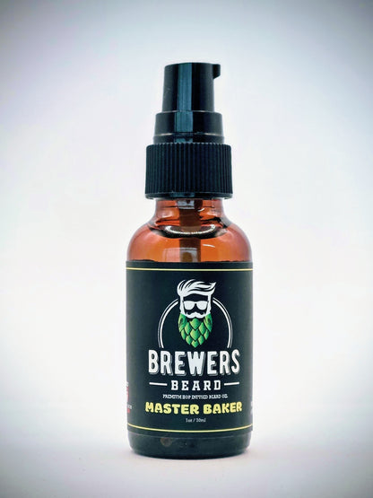 Master Baker | Premium Hop Infused Beard Oil | Warm Cinnamon Roll and Coffee Scent | Brewer’s Beard